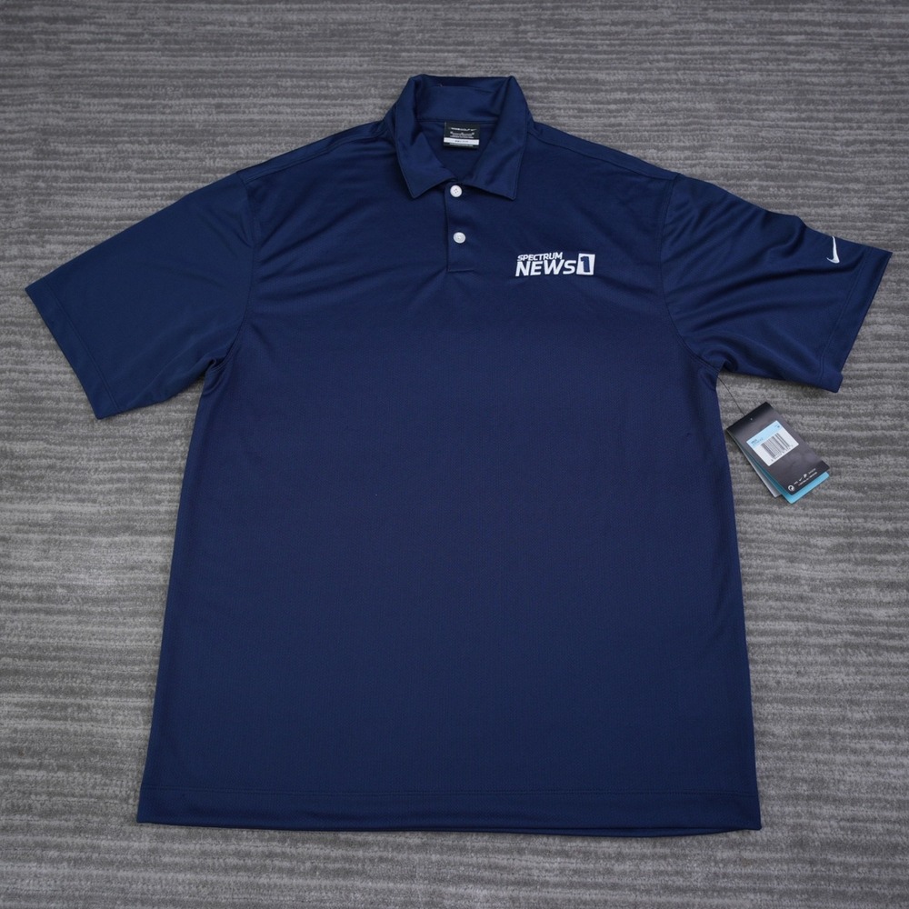Nike Golf Shirt Polo Men New Tag Blue Solid Dri Fit Short Sleeve Spectrum Medium